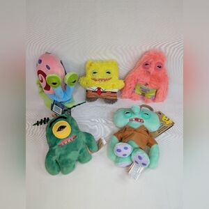 Complet Fuggler SpongeBob Keychains,Patrick, Squidward,Gary, Plankton, SpongeBob